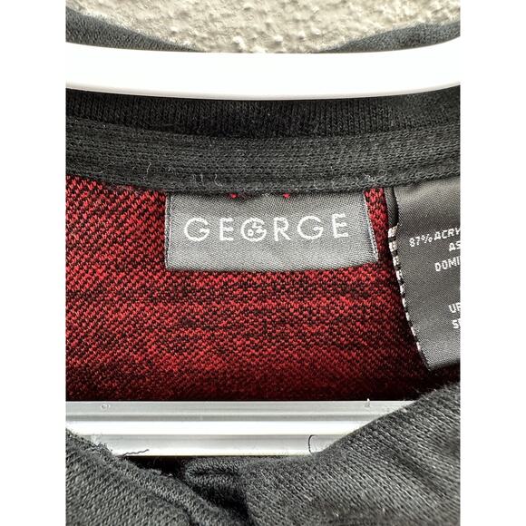 Womens George Sweater Size Medium Red and Black Plaid Long Sleeve Button Up - Picture 5 of 13